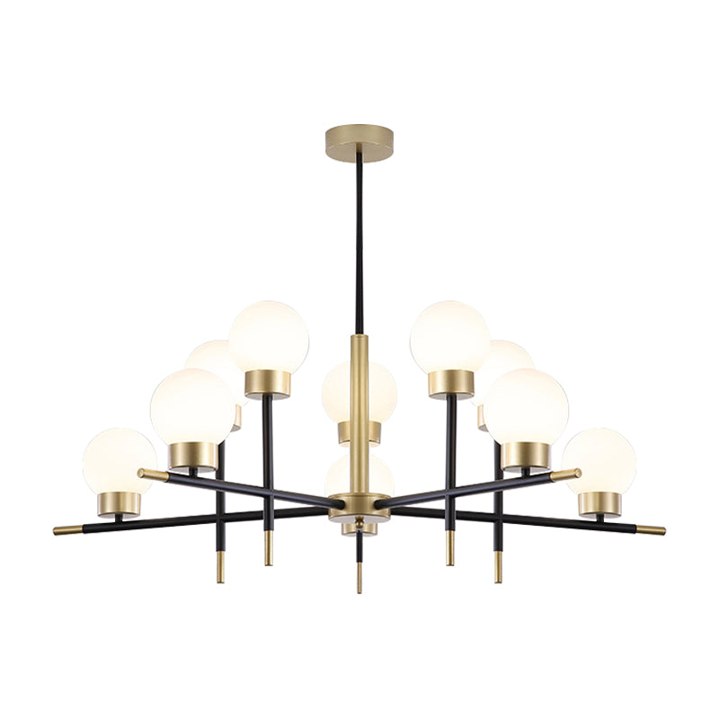 Contemporary Globe Shade Chandelier Multi-Head Metal Large Clear/White Glass Pendant Lamp for Hotel Clearhalo 'Ceiling Lights' 'Chandeliers' 'Clear' 'Industrial' 'Modern Chandeliers' 'Modern' 'Tiffany' 'Traditional Chandeliers' Lighting' 188483