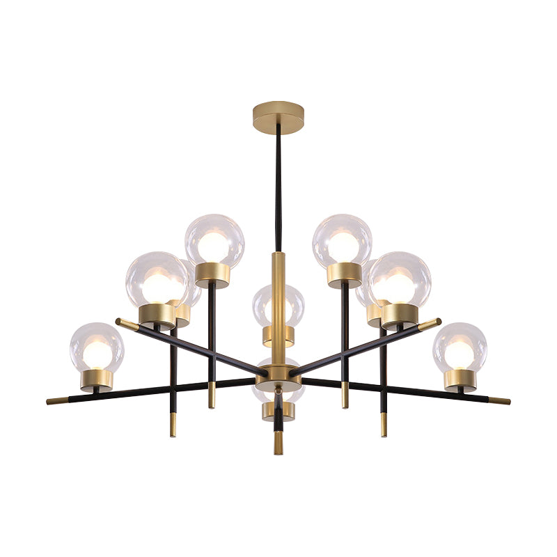 Contemporary Globe Shade Chandelier Multi-Head Metal Large Clear/White Glass Pendant Lamp for Hotel Clearhalo 'Ceiling Lights' 'Chandeliers' 'Clear' 'Industrial' 'Modern Chandeliers' 'Modern' 'Tiffany' 'Traditional Chandeliers' Lighting' 188485