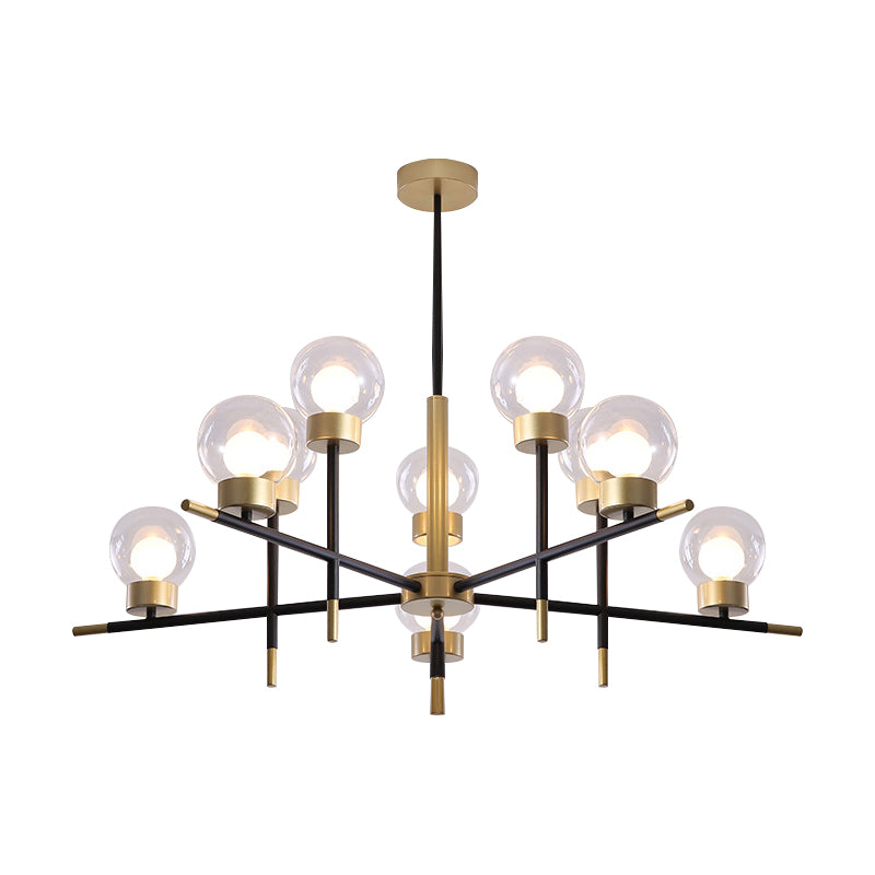 Contemporary Globe Shade Chandelier Multi-Head Metal Large Clear/White Glass Pendant Lamp for Hotel Clearhalo 'Ceiling Lights' 'Chandeliers' 'Clear' 'Industrial' 'Modern Chandeliers' 'Modern' 'Tiffany' 'Traditional Chandeliers' Lighting' 188485