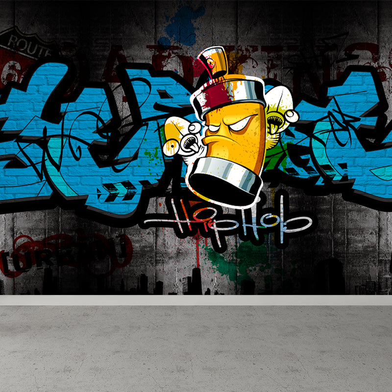 Cartoon Print Mural Decal Graffiti Non-Woven Fabric Textured Wall Covering in Soft Color Clearhalo 'Wall Decor' 'Wall Mural' 1884853