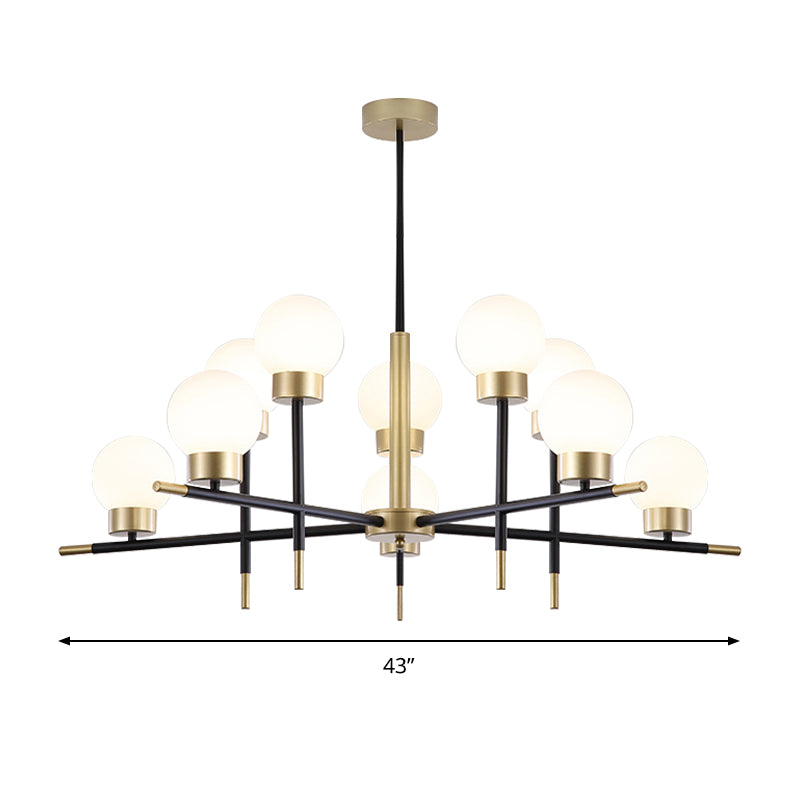 Contemporary Globe Shade Chandelier Multi-Head Metal Large Clear/White Glass Pendant Lamp for Hotel Clearhalo 'Ceiling Lights' 'Chandeliers' 'Clear' 'Industrial' 'Modern Chandeliers' 'Modern' 'Tiffany' 'Traditional Chandeliers' Lighting' 188486