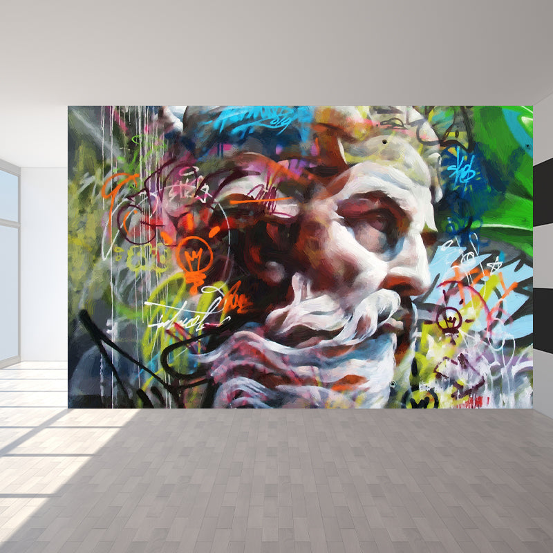 Fancy Graffiti Pattern Mural Wallpaper Contemporary Non-Woven Material Wall Covering Grey Clearhalo 'Wall Decor' 'Wall Mural' 1884879