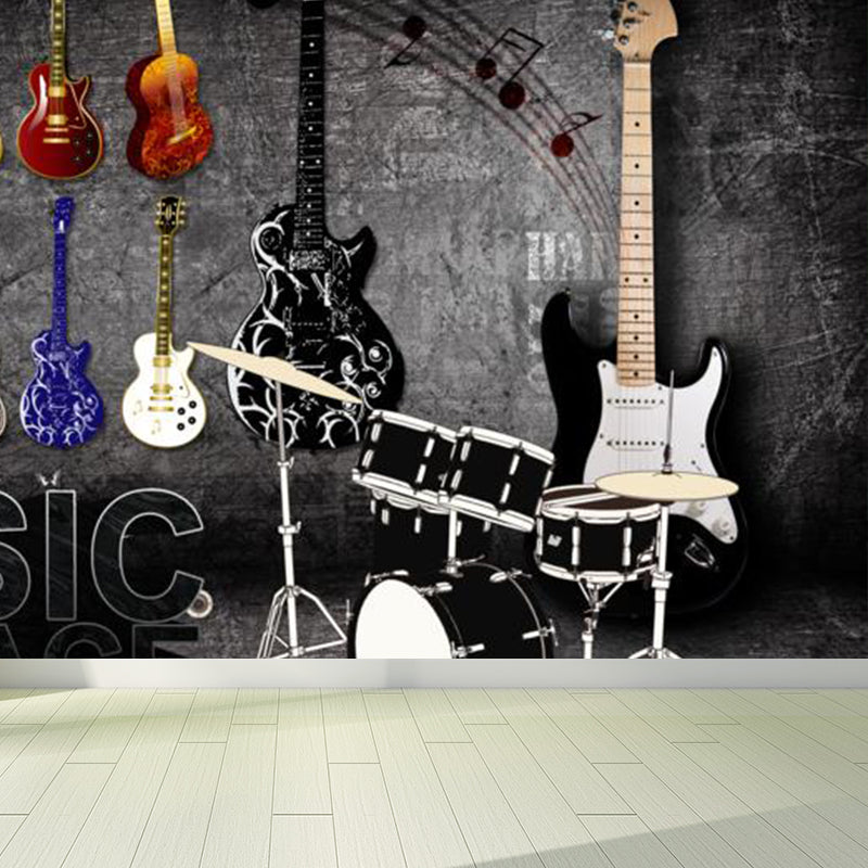 Fancy Graffiti Pattern Mural Wallpaper Contemporary Non-Woven Material Wall Covering Dark Gray Clearhalo 'Wall Decor' 'Wall Mural' 1884884