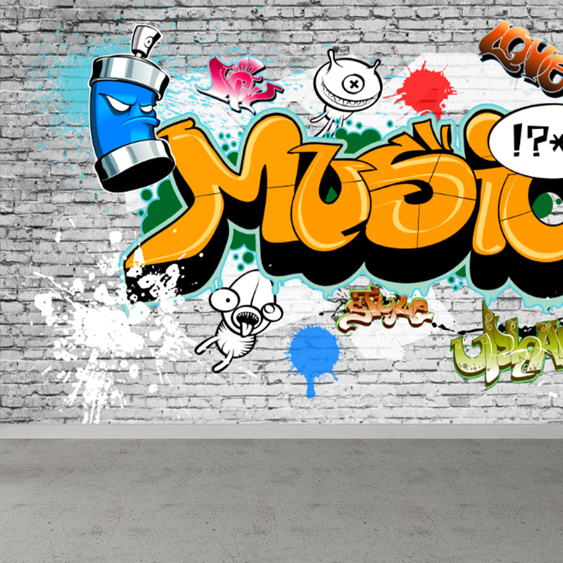 Fancy Graffiti Pattern Mural Wallpaper Contemporary Non-Woven Material Wall Covering Clearhalo 'Wall Decor' 'Wall Mural' 1884901