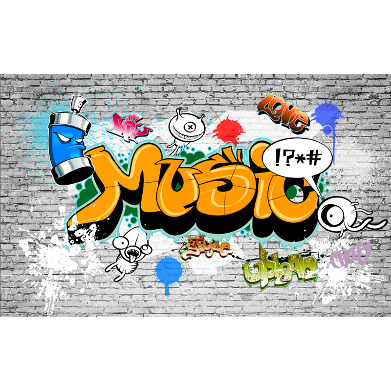 Fancy Graffiti Pattern Mural Wallpaper Contemporary Non-Woven Material Wall Covering Clearhalo 'Wall Decor' 'Wall Mural' 1884902