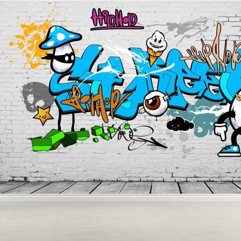 Novel Graffiti Wall Mural Modern Decorative Living Room Wall Art, Custom Size Available Clearhalo 'Wall Decor' 'Wall Mural' 1884906