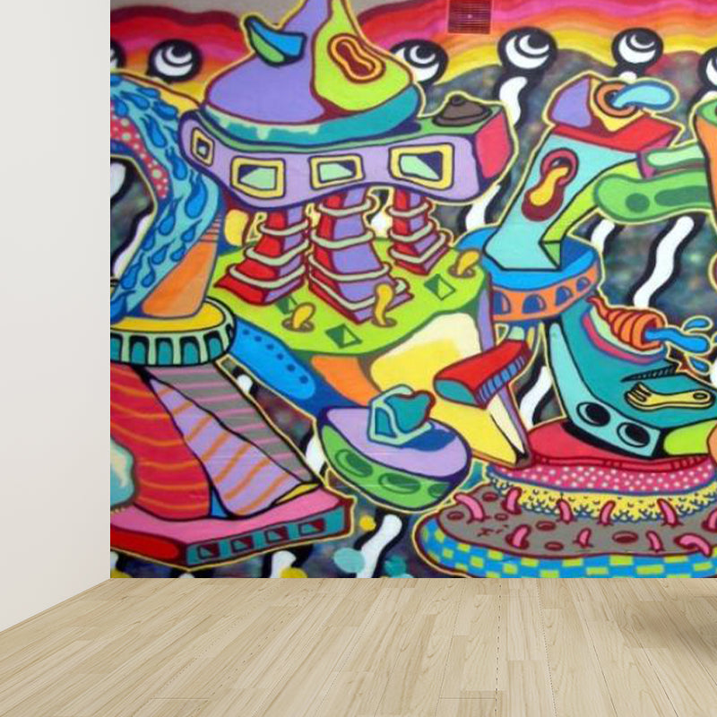 Novel Graffiti Wall Mural Modern Decorative Living Room Wall Art, Custom Size Available Clearhalo 'Wall Decor' 'Wall Mural' 1884910