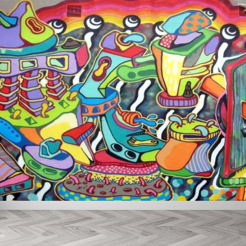 Novel Graffiti Wall Mural Modern Decorative Living Room Wall Art, Custom Size Available Clearhalo 'Wall Decor' 'Wall Mural' 1884911