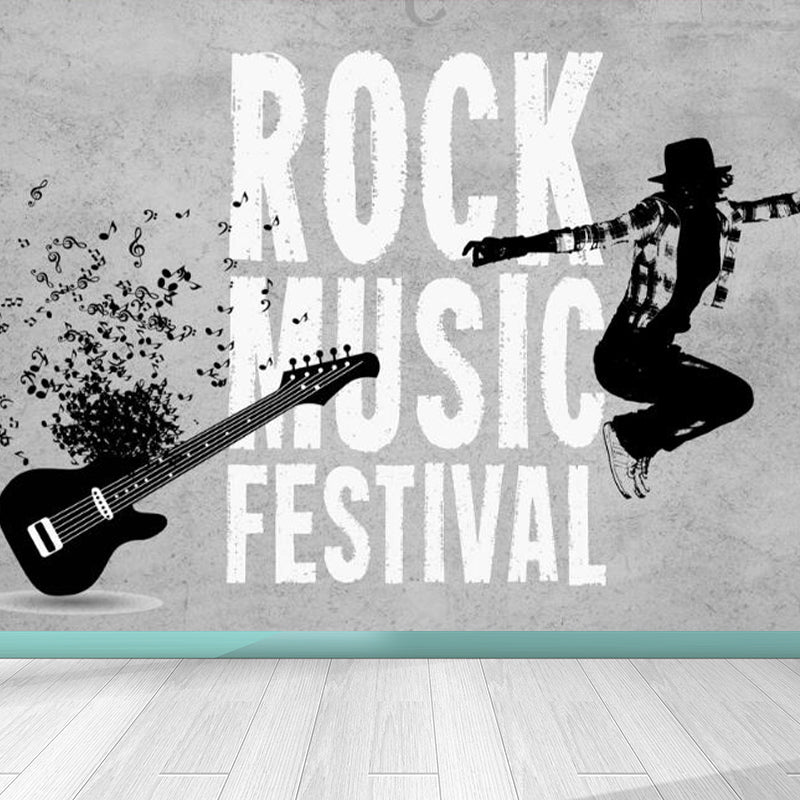 Novel Graffiti Wall Mural Modern Decorative Living Room Wall Art, Custom Size Available Grey Clearhalo 'Wall Decor' 'Wall Mural' 1884914