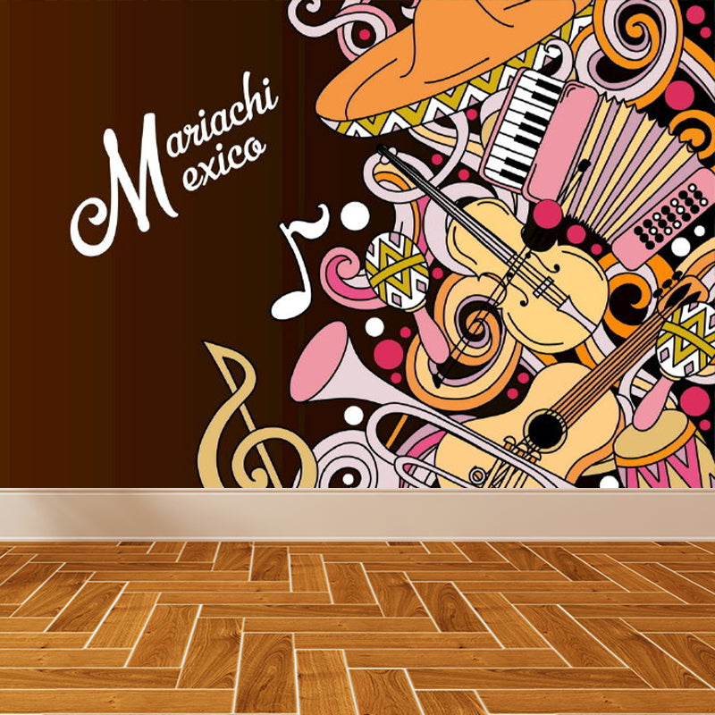 Novel Graffiti Wall Mural Modern Decorative Living Room Wall Art, Custom Size Available Coffee Clearhalo 'Wall Decor' 'Wall Mural' 1884924