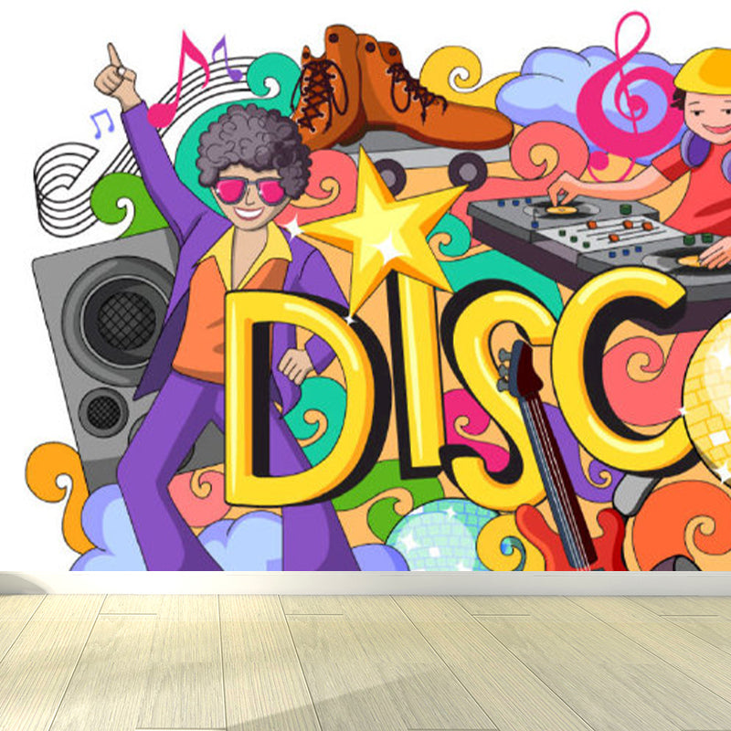 Graffiti Graphic Mural Wallpaper Pastel Color Modern Wall Covering for Living Room Clearhalo 'Wall Decor' 'Wall Mural' 1884940