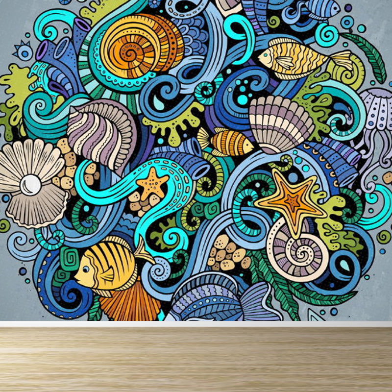 Modern Novel Graffiti Mural Decal Light Color Stain-Proofing Wall Decor for Bathroom Clearhalo 'Wall Decor' 'Wall Mural' 1884960