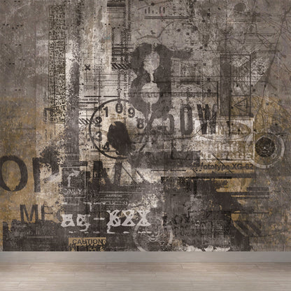 Modern Novel Graffiti Mural Decal Light Color Stain-Proofing Wall Decor for Bathroom Grey Clearhalo 'Wall Decor' 'Wall Mural' 1884974