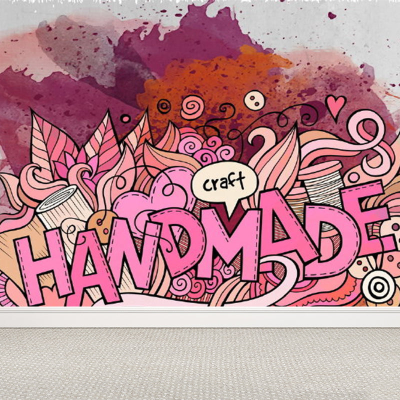 Contemporary Graffiti Pattern Mural Soft Color Stain Resistant Wall Art for Dining Room Clearhalo 'Wall Decor' 'Wall Mural' 1884985