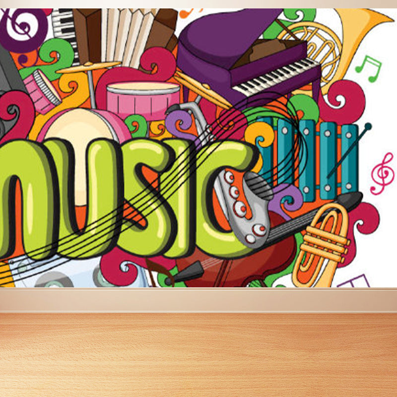 Contemporary Graffiti Pattern Mural Soft Color Stain Resistant Wall Art for Dining Room Clearhalo 'Wall Decor' 'Wall Mural' 1884995