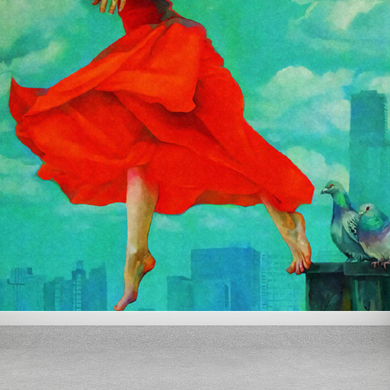 Magical Figure Mural Wallpaper Pastel Color Classic Wall Covering for Drawing Room Clearhalo 'Wall Decor' 'Wall Mural' 1885005