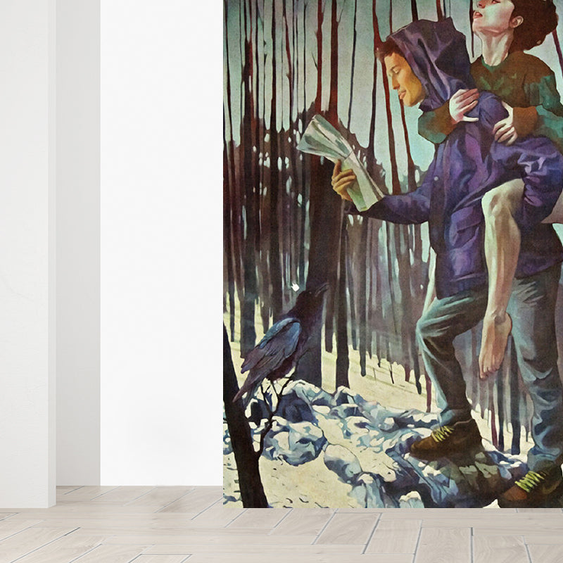 Magical Figure Mural Wallpaper Pastel Color Classic Wall Covering for Drawing Room Clearhalo 'Wall Decor' 'Wall Mural' 1885010