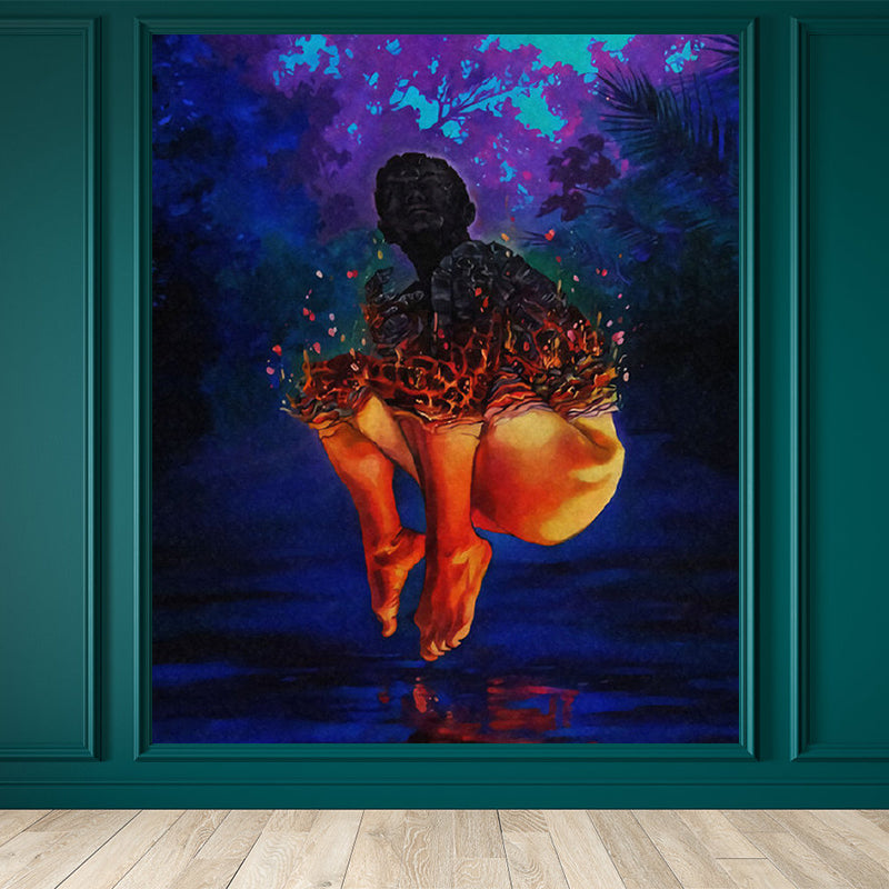 Magical Figure Mural Wallpaper Pastel Color Classic Wall Covering for Drawing Room Blue Clearhalo 'Wall Decor' 'Wall Mural' 1885014