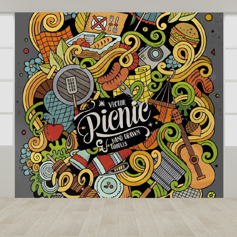 Magical Figure Mural Wallpaper Pastel Color Classic Wall Covering for Drawing Room Yellow Clearhalo 'Wall Decor' 'Wall Mural' 1885024