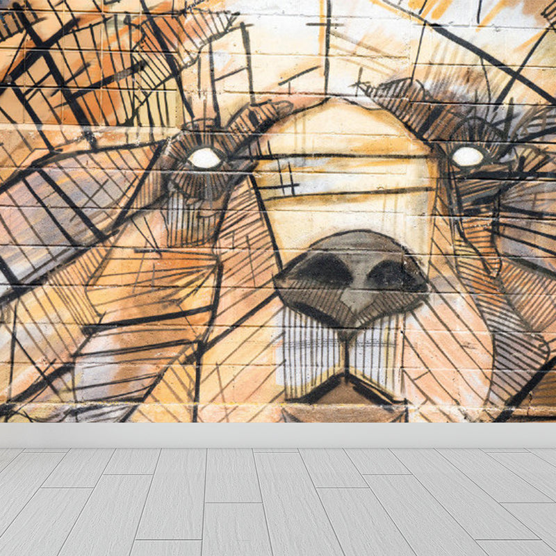 Bright Graffiti Graphic Mural Wallpaper Contemporary Non-Woven Wall Covering, Customised Light Brown Clearhalo 'Wall Decor' 'Wall Mural' 1885029