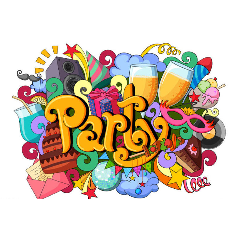 Bright Graffiti Graphic Mural Wallpaper Contemporary Non-Woven Wall Covering, Customised Clearhalo 'Wall Decor' 'Wall Mural' 1885042