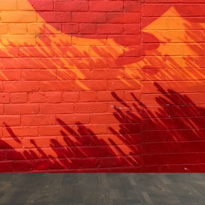 Bright Graffiti Graphic Mural Wallpaper Contemporary Non-Woven Wall Covering, Customised Orange Clearhalo 'Wall Decor' 'Wall Mural' 1885044