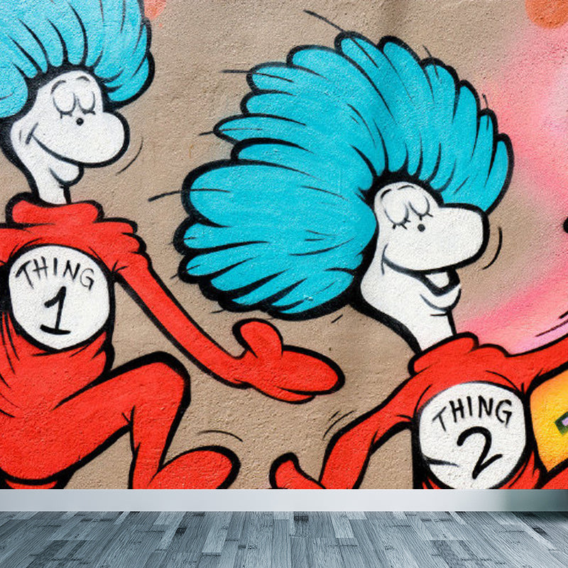 Bright Graffiti Graphic Mural Wallpaper Contemporary Non-Woven Wall Covering, Customised Clearhalo 'Wall Decor' 'Wall Mural' 1885051