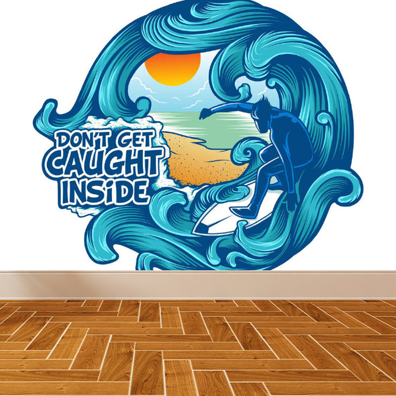 Illustration Magical Pattern Wall Mural Giant Wall Covering for Dining Room, Custom Blue Clearhalo 'Wall Decor' 'Wall Mural' 1885059