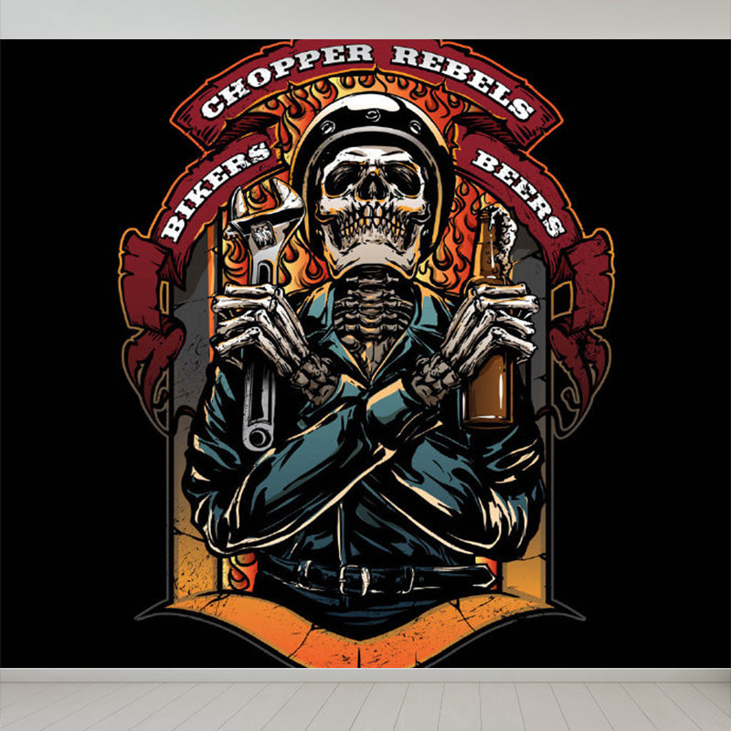 Illustration Magical Pattern Wall Mural Giant Wall Covering for Dining Room, Custom Black Clearhalo 'Wall Decor' 'Wall Mural' 1885064