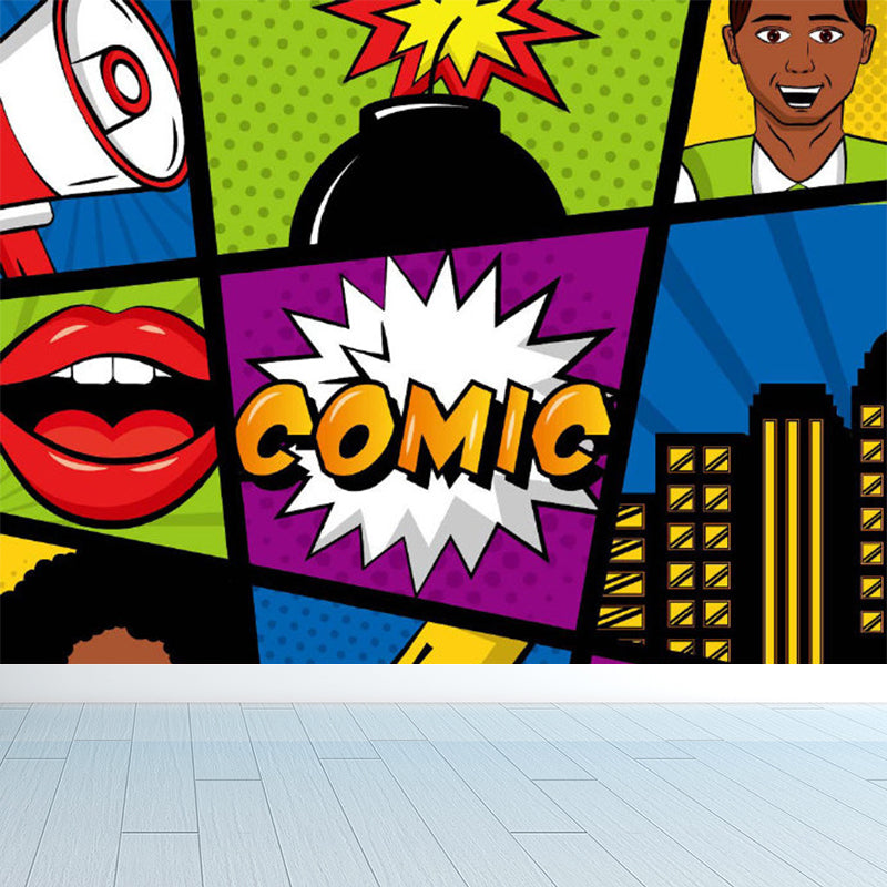 Illustration Magical Pattern Wall Mural Giant Wall Covering for Dining Room, Custom Purple Clearhalo 'Wall Decor' 'Wall Mural' 1885069