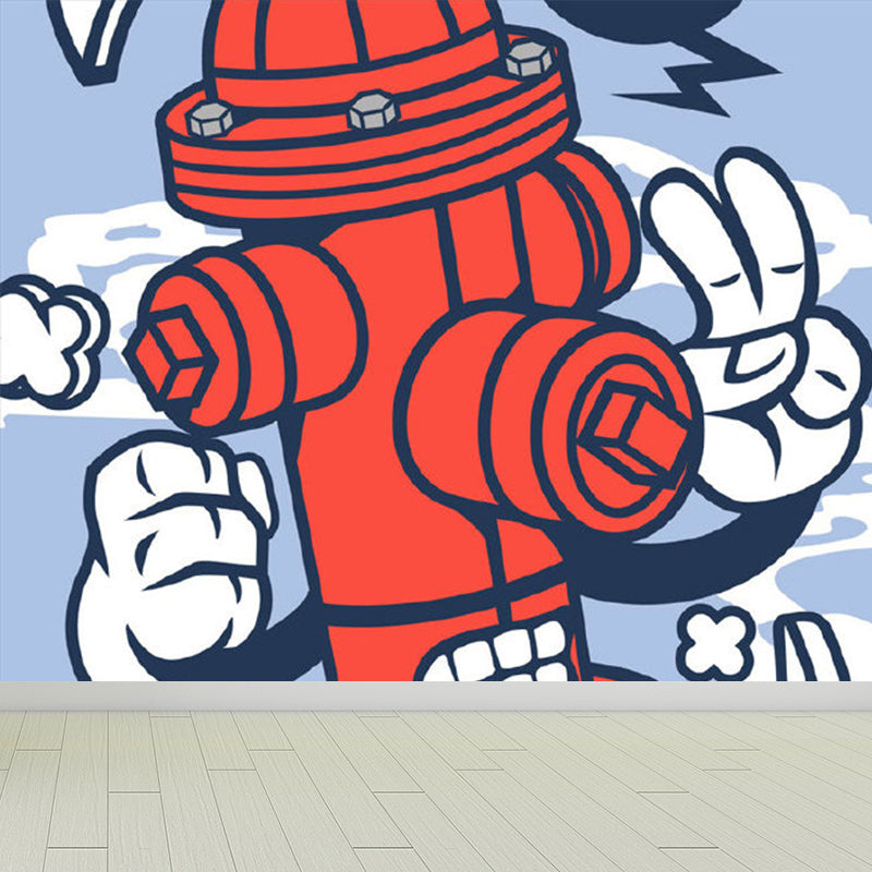 Giant Children's Art Wall Mural Soft Color Cartoon Pattern Wall Decor, Custom Printed Red Clearhalo 'Wall Decor' 'Wall Mural' 1885079