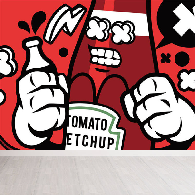 Giant Children's Art Wall Mural Soft Color Cartoon Pattern Wall Decor, Custom Printed Crimson Clearhalo 'Wall Decor' 'Wall Mural' 1885094