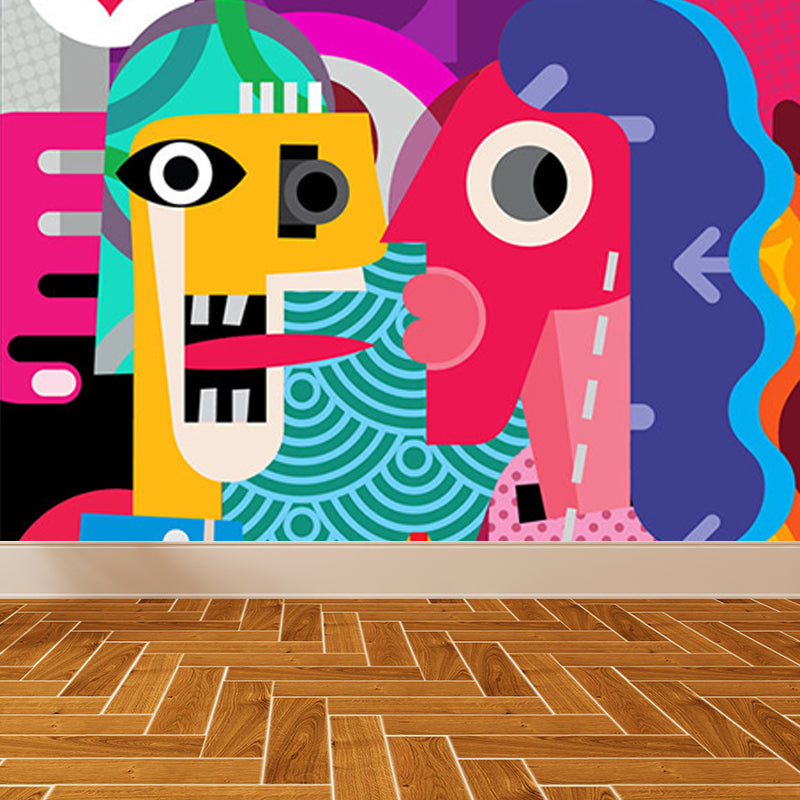 Giant Children's Art Wall Mural Soft Color Cartoon Pattern Wall Decor, Custom Printed Rose Red Clearhalo 'Wall Decor' 'Wall Mural' 1885099