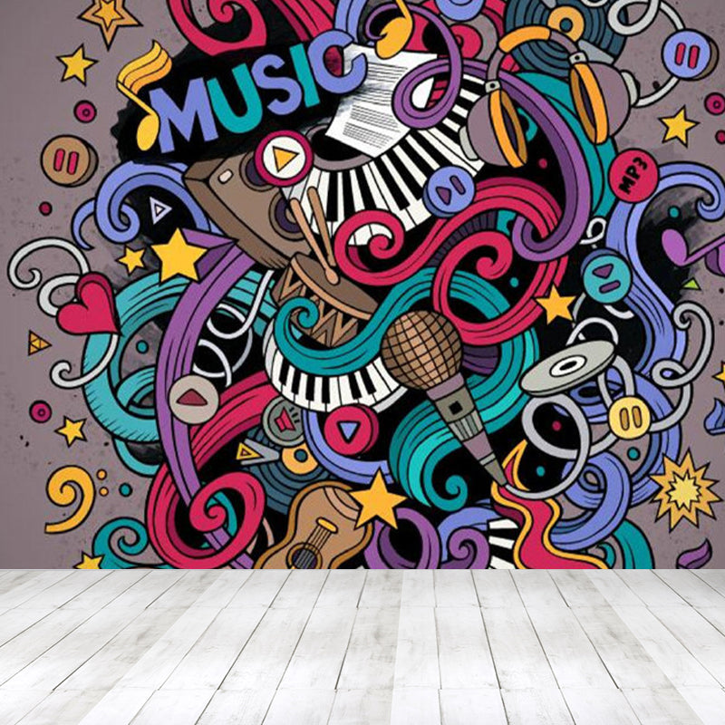 Stain Resistant Novel Pattern Mural Decal Non-Woven Modern Wall Decor for Sitting Room Brown Clearhalo 'Wall Decor' 'Wall Mural' 1885114