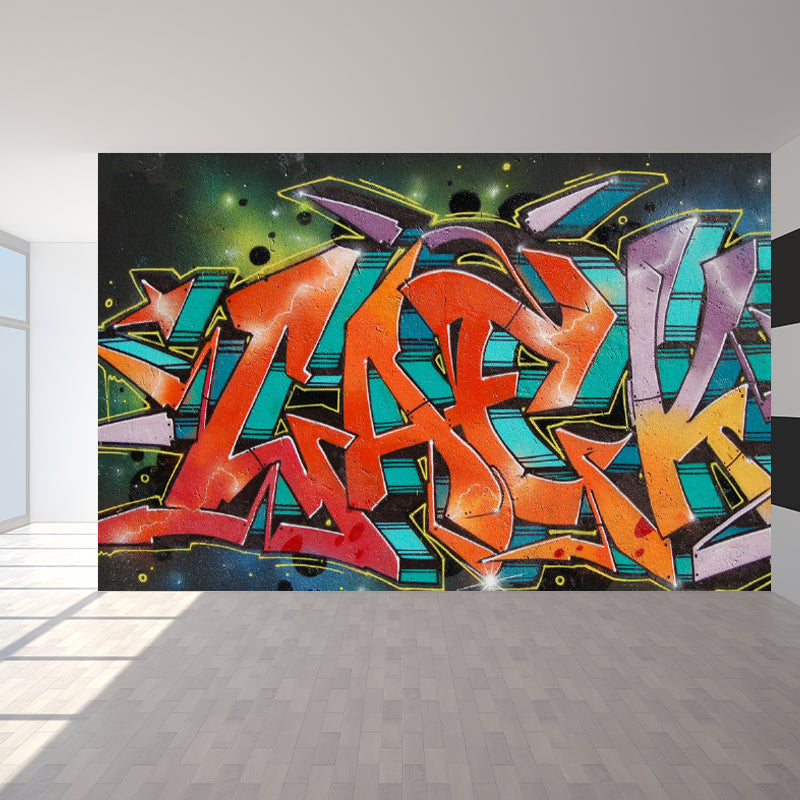 Non-Woven Decorative Wall Mural Modern Fashionable Pattern Wall Covering, Custom Printed Orange Clearhalo 'Wall Decor' 'Wall Mural' 1885164