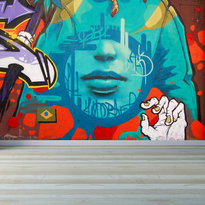 Soft Color Art Graphic Mural Stain Resistant Contemporary Drawing Room Wall Decor Blue Clearhalo 'Wall Decor' 'Wall Mural' 1885179