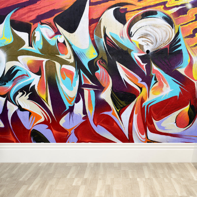 Soft Color Art Graphic Mural Stain Resistant Contemporary Drawing Room Wall Decor Orange Clearhalo 'Wall Decor' 'Wall Mural' 1885194