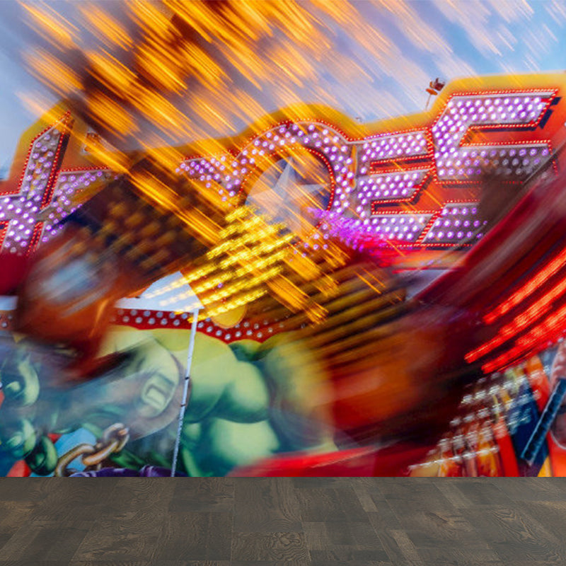 Pastel Color Graffiti Mural Wallpaper Modern Stain-Proof Wall Covering for Parlour Orange Clearhalo 'Wall Decor' 'Wall Mural' 1885209