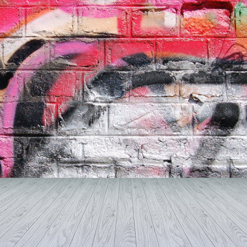 Pastel Color Graffiti Mural Wallpaper Modern Stain-Proof Wall Covering for Parlour Clearhalo 'Wall Decor' 'Wall Mural' 1885215