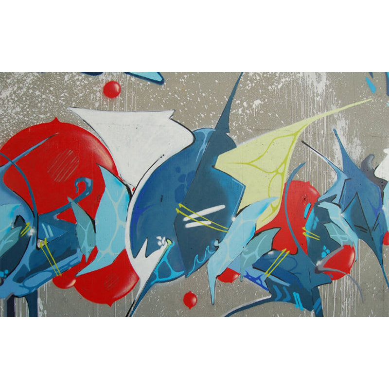 Pastel Color Graffiti Mural Wallpaper Modern Stain-Proof Wall Covering for Parlour Clearhalo 'Wall Decor' 'Wall Mural' 1885222