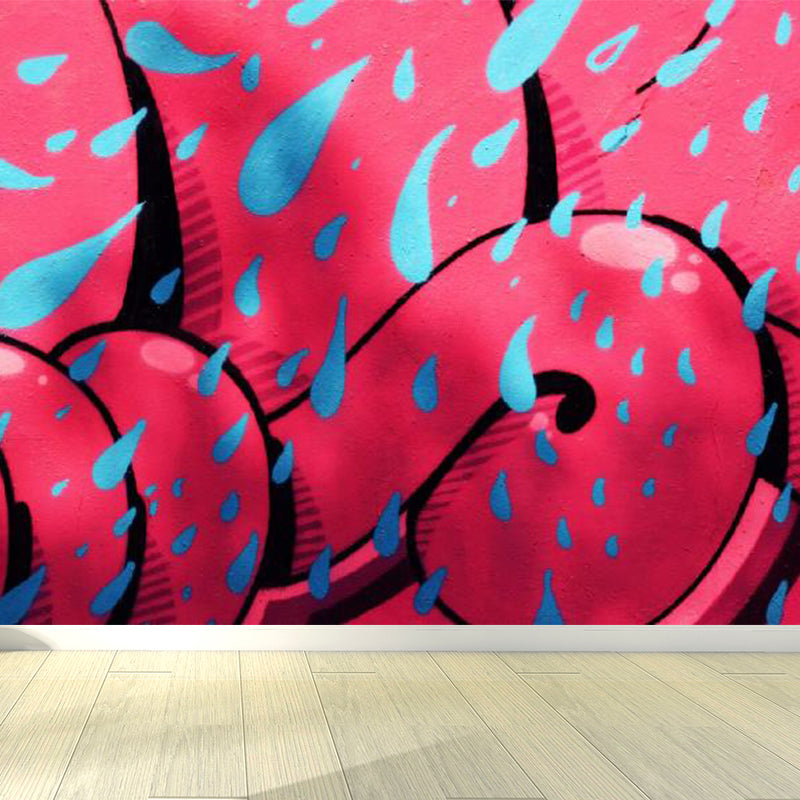 Non-Woven Ornamental Mural Decal Modern Fine Arts Graphic Wall Decor, Personalize Light Rose Red Clearhalo 'Wall Decor' 'Wall Mural' 1885229