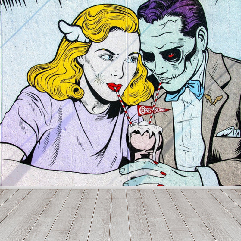 Non-Woven Ornamental Mural Decal Modern Fine Arts Graphic Wall Decor, Personalize Grey Clearhalo 'Wall Decor' 'Wall Mural' 1885239