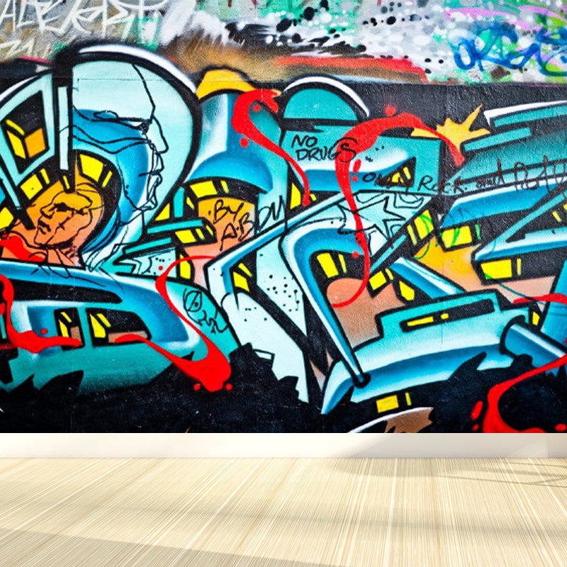 Non-Woven Ornamental Mural Decal Modern Fine Arts Graphic Wall Decor, Personalize Blue Clearhalo 'Wall Decor' 'Wall Mural' 1885249