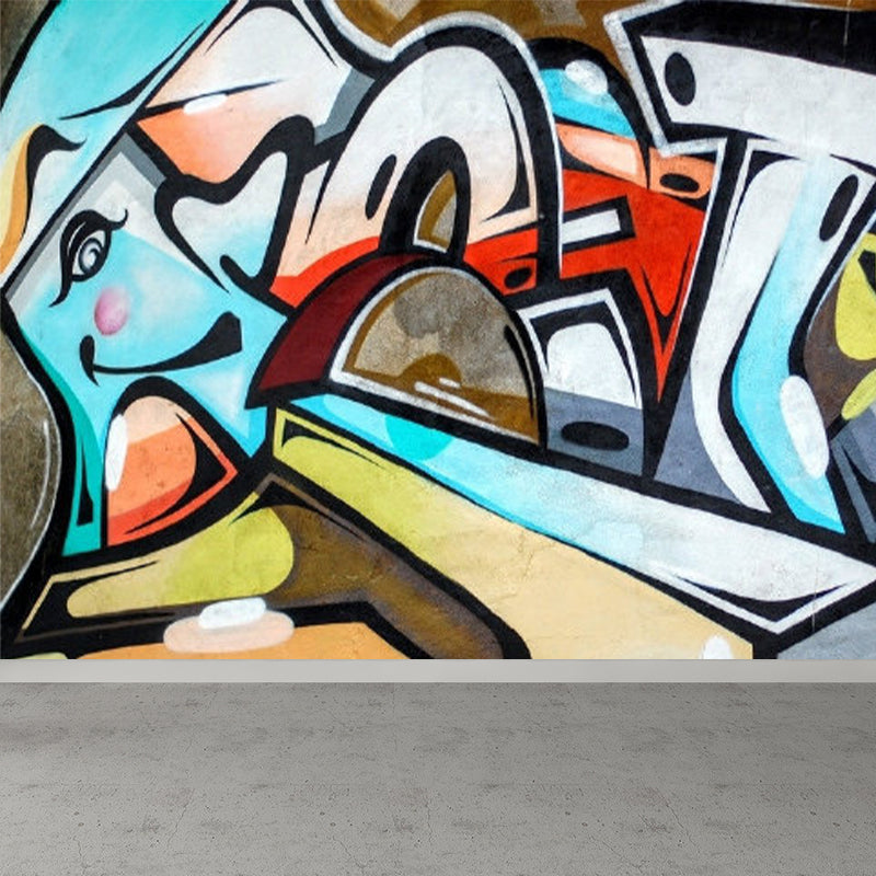 Full Size Illustration Modern Mural Wallpaper with Fashionable Graphic in Light Color Clearhalo 'Wall Decor' 'Wall Mural' 1885260