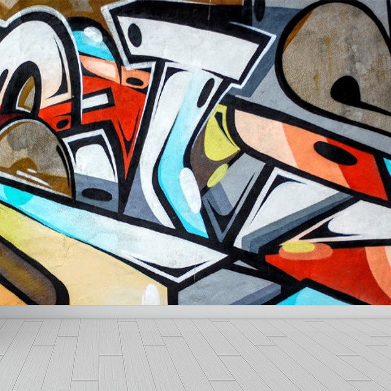 Full Size Illustration Modern Mural Wallpaper with Fashionable Graphic in Light Color Clearhalo 'Wall Decor' 'Wall Mural' 1885261