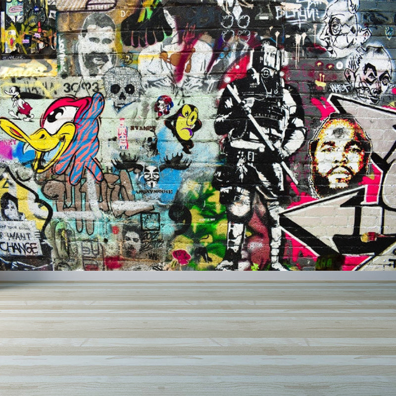 Full Size Illustration Modern Mural Wallpaper with Fashionable Graphic in Light Color Brown Clearhalo 'Wall Decor' 'Wall Mural' 1885264