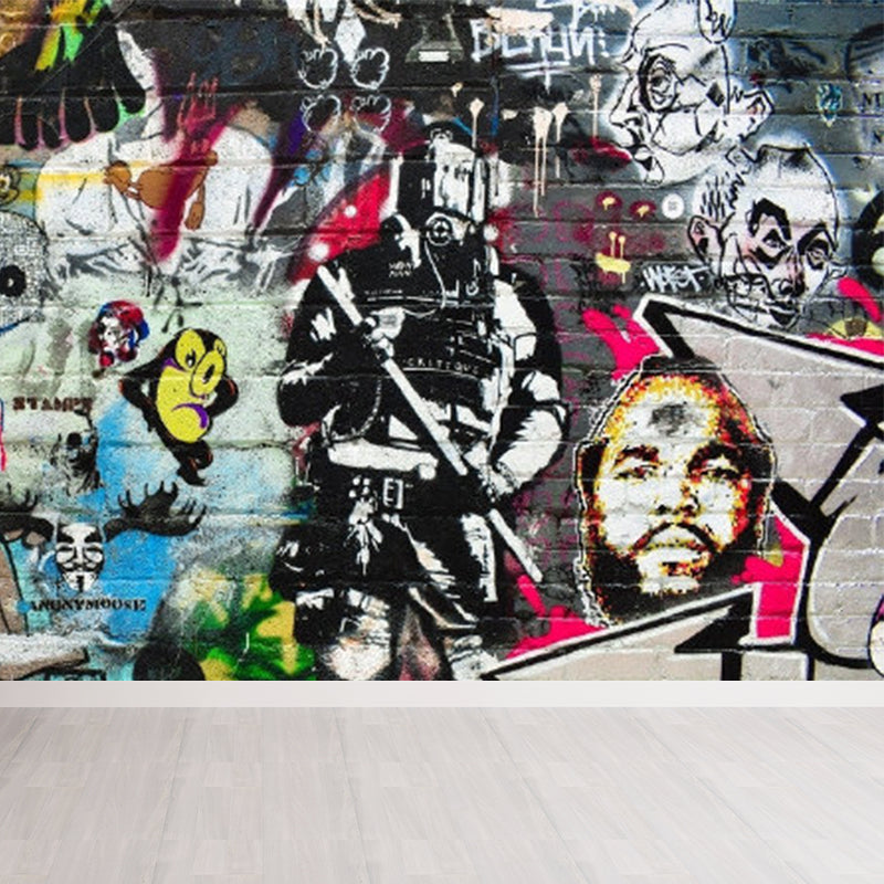 Full Size Illustration Modern Mural Wallpaper with Fashionable Graphic in Light Color Clearhalo 'Wall Decor' 'Wall Mural' 1885265