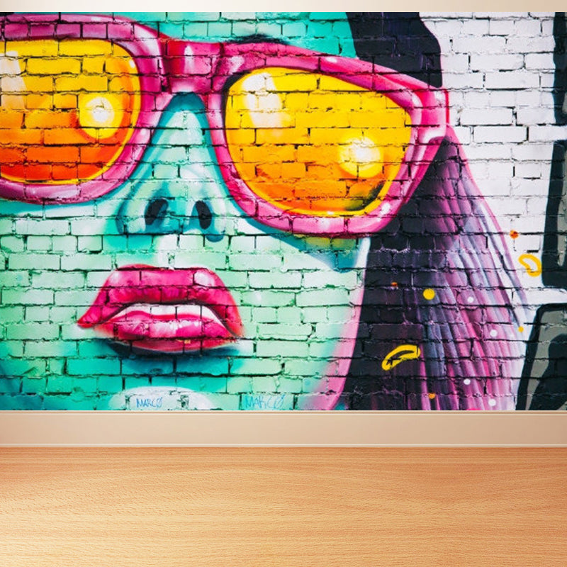 Full Size Illustration Modern Mural Wallpaper with Fashionable Graphic in Light Color Blue Clearhalo 'Wall Decor' 'Wall Mural' 1885269