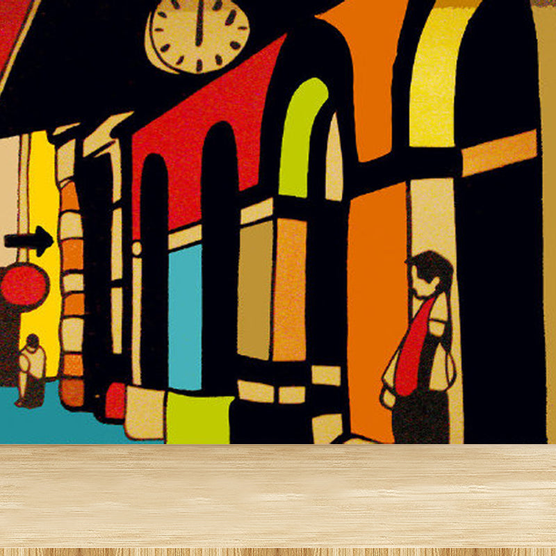 Full Size Illustration Modern Mural Wallpaper with Fashionable Graphic in Light Color Dark Brown Clearhalo 'Wall Decor' 'Wall Mural' 1885274