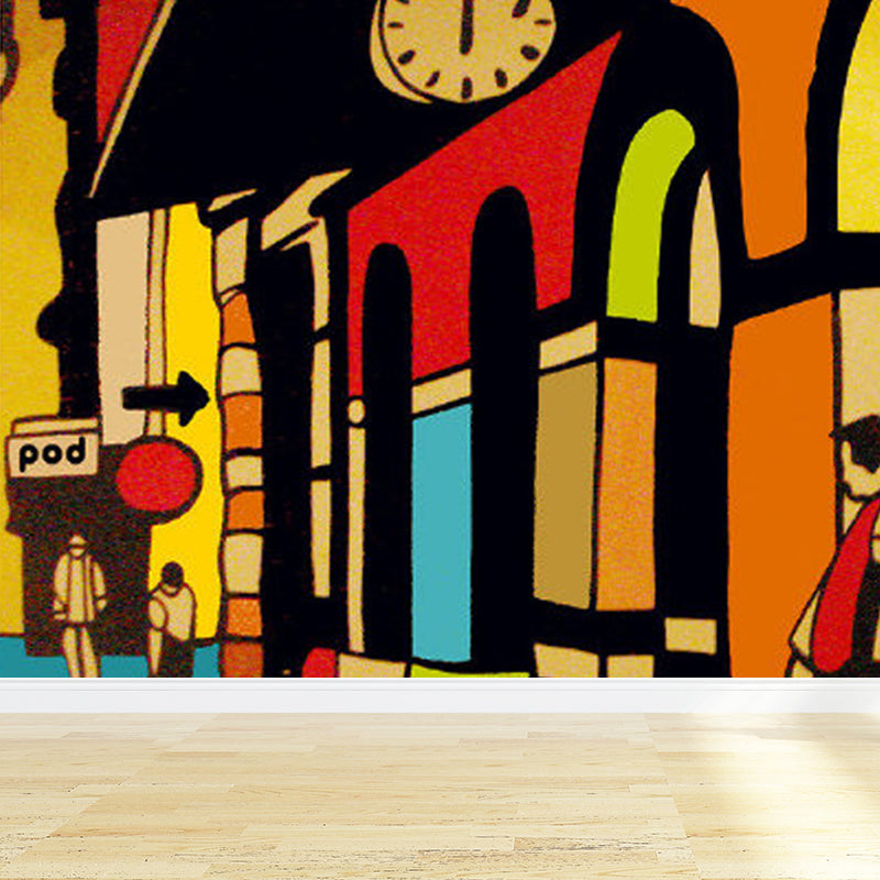 Full Size Illustration Modern Mural Wallpaper with Fashionable Graphic in Light Color Clearhalo 'Wall Decor' 'Wall Mural' 1885276